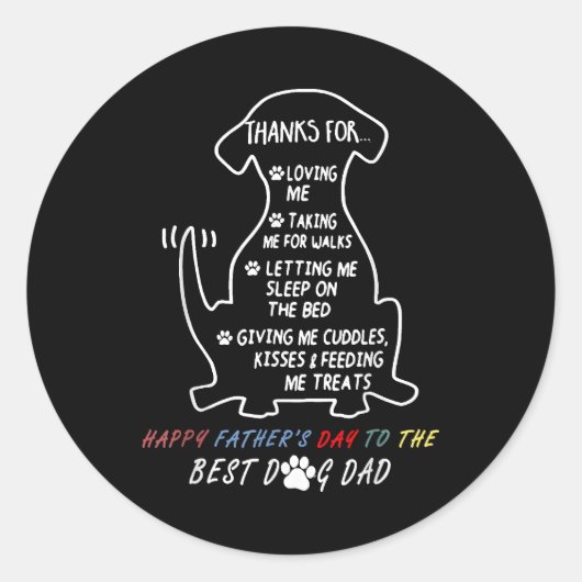 Happy Vaderdag Best Dog Dad Ronde Sticker (Voorkant)