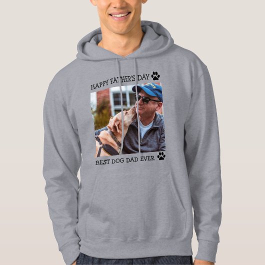 Happy Vaderdag Best Dog Pap Ever Aangepaste Foto Hoodie (Voorkant)