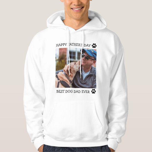 Happy Vaderdag Best Dog Pap Ever Aangepaste Foto Hoodie (Voorkant)
