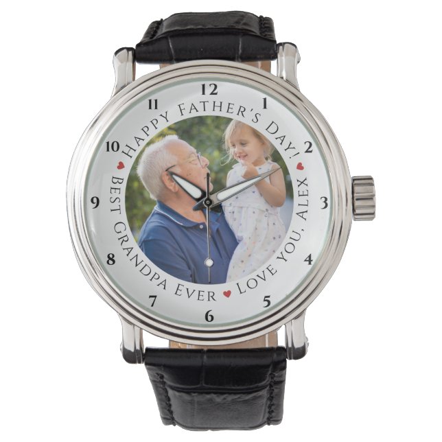 Happy Vaderdag Best Grandpa Ever Persoonlijk Horloge (Voorkant)