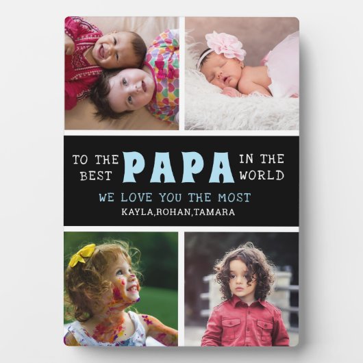 Happy Vaderdag Best Papa 4 Photo Collage Fotoplaat (voorkant)