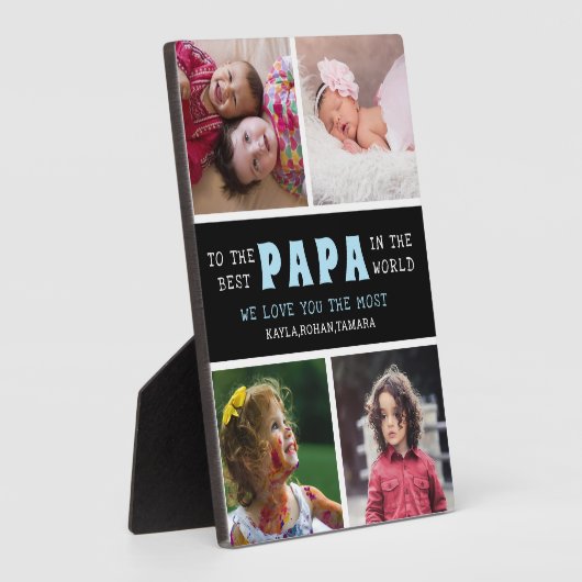 Happy Vaderdag Best Papa 4 Photo Collage Fotoplaat (Zijkant)