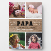 Happy Vaderdag Best Papa 4 Photo Collage Wood Fotoplaat (voorkant)