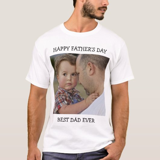 Happy Vaderdag Beste pap ooit Aangepaste foto teks T-shirt (Voorkant)