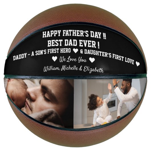 Happy Vaderdag Beste pap ooit aangepaste fototekst Basketbal (Voorkant)