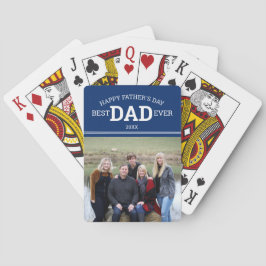Happy Vaderdag Beste vader ooit familie Foto blauw Pokerkaarten