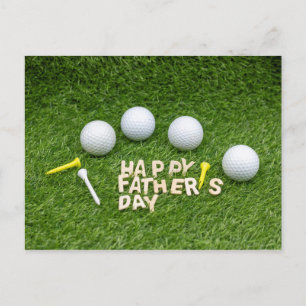 Happy Vaderdag bij Golfer met golfbal Briefkaart