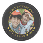 Happy Vaderdag Black en Gold Kinder foto Hockey Puck (Voorkant)