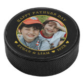 Happy Vaderdag Black en Gold Kinder foto Hockey Puck (3/4)
