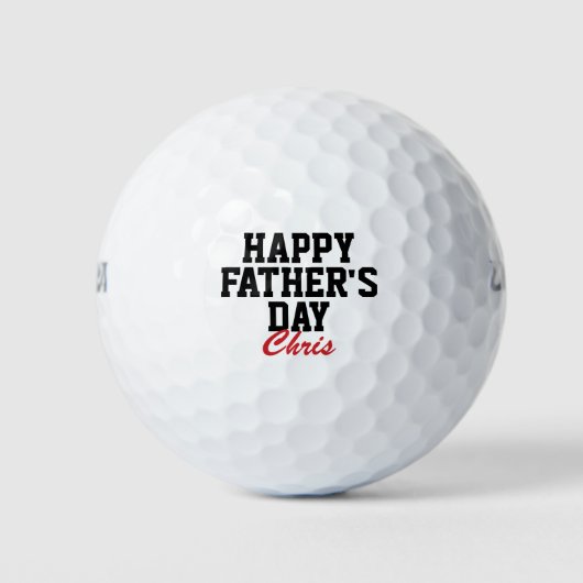 Happy Vaderdag Black en Red Monogrammed Golfballen (Voorkant)