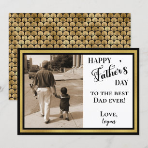 Happy Vaderdag Black & Gold Art Deco Kaart