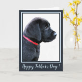Happy Vaderdag - Black Labrador Cute Puppy Dog Kaart (Gele Bloem)