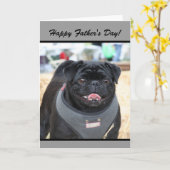 Happy Vaderdag Black Pug Dog wenskaart Kaart (Gele Bloem)