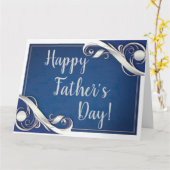 Happy Vaderdag Blauw wit Kaart (Gele Bloem)