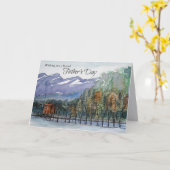 Happy Vaderdag Blessings Mountain Lake Trees Kaart (Gele Bloem)