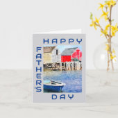 Happy Vaderdag Blue Boat Vist Shacks Kaart (Gele Bloem)