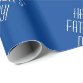 Happy Vaderdag Blue Elegant White Tekst Cadeaupapier (Rol Hoek)