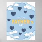Happy Vaderdag blue harten in de Kaart van de heme Poster (Voorkant)