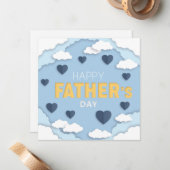 Happy Vaderdag blue harten in de lucht Notitiekaartje (Voorkant / Achterkant in situ)