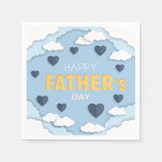 Happy Vaderdag blue harten in de lucht Servet (Voorkant)