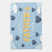 Happy Vaderdag blue harten in de lucht Theedoek (Verticaal)