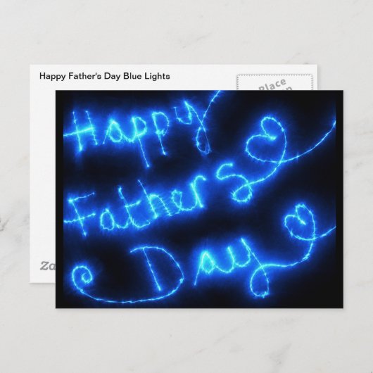 Happy Vaderdag Blue Lights Briefkaart (Voorkant / Achterkant)