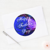 Happy Vaderdag Blue Paars Roos Ronde Sticker (Envelop)