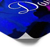 Happy Vaderdag Blue Paarse Rozen Poster (Hoek)