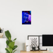 Happy Vaderdag Blue Paarse Rozen Poster (Thuiskantoor)