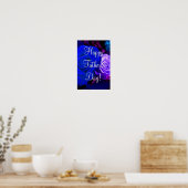 Happy Vaderdag Blue Paarse Rozen Poster (Keuken)
