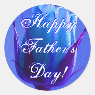 Happy Vaderdag Blue Roos Ronde Sticker