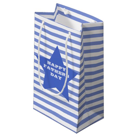 Happy Vaderdag | Blue Star & Stripes Gift Bag Klein Cadeauzakje (Voorkant Gekanteld)