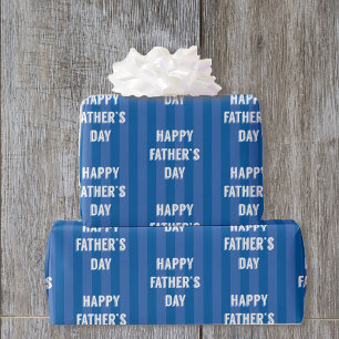 Happy Vaderdag Blue Stripe Cadeaupapier