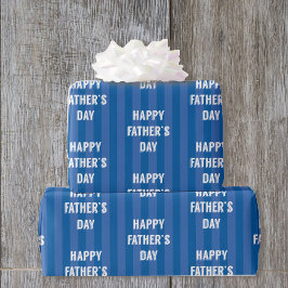 Happy Vaderdag Blue Stripe Cadeaupapier