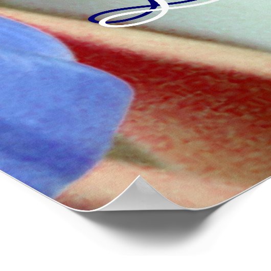 Happy Vaderdag Blue Tulips Poster (Hoek)