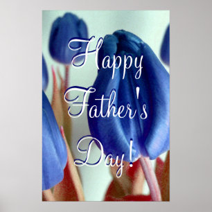 Happy Vaderdag Blue Tulips Poster