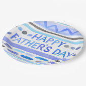 Happy Vaderdag Blue Waterverf Stripes Papieren Bordje (Gekanteld)