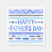 Happy Vaderdag Blue Waterverf Stripes Servet (Voorkant)