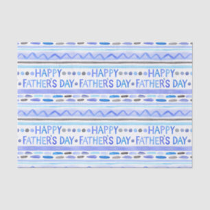 Happy Vaderdag Blue Waterverf Stripes Tissuepapier