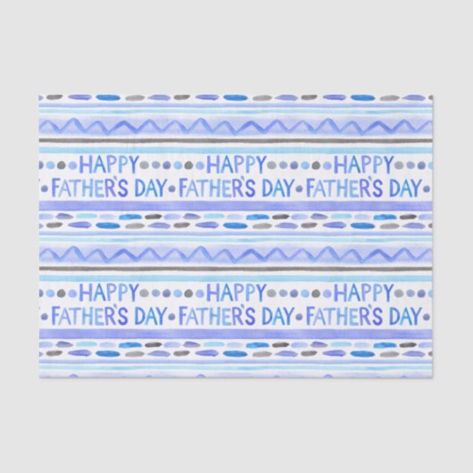 Happy Vaderdag Blue Waterverf Stripes Tissuepapier (Voorkant)