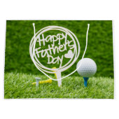 Happy Vaderdag-bord met golfbal op groen Groot Cadeauzakje (Voorkant)