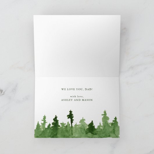 Happy Vaderdag | bos met groene Waterverf Kaart (Binnen)