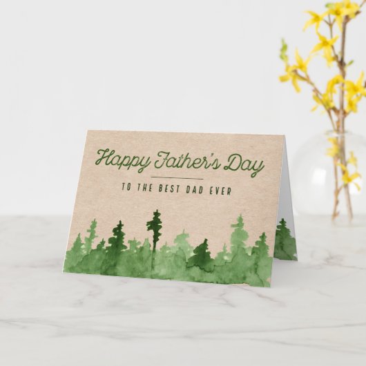 Happy Vaderdag | bos met groene Waterverf Kaart (Gele Bloem)