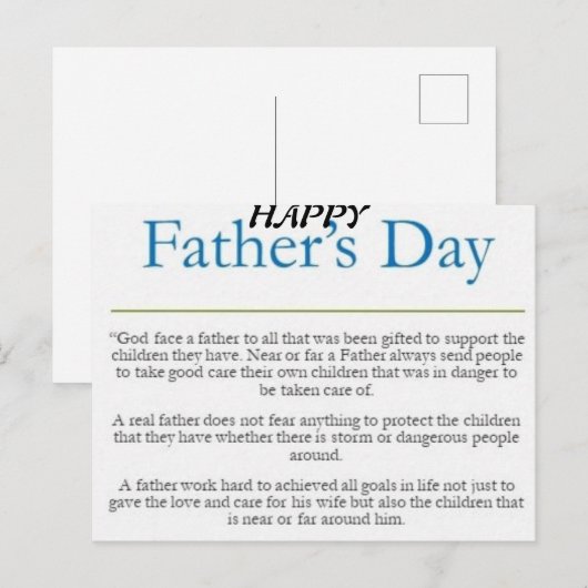 Happy Vaderdag Briefkaart (Voorkant / Achterkant)