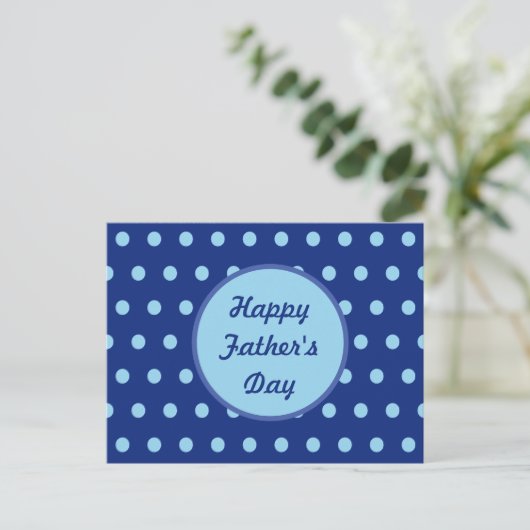 Happy Vaderdag Briefkaart (Navy & Soft Blue) (Staand voorkant)