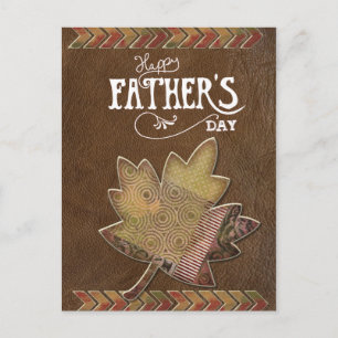 Happy Vaderdag - bruin leder Briefkaart