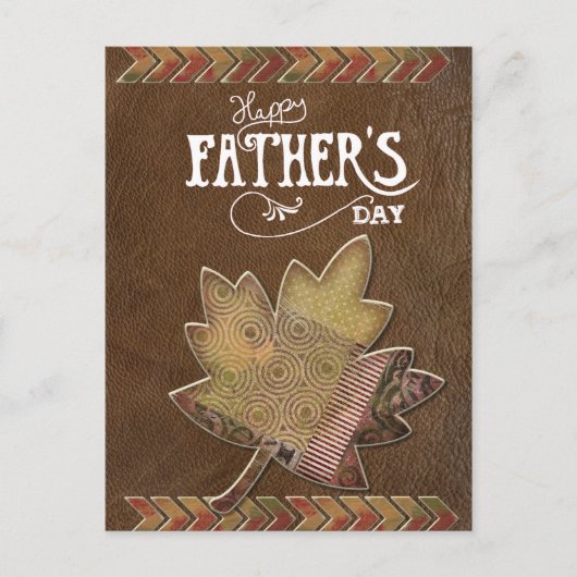 Happy Vaderdag - bruin leder Briefkaart (Voorkant)
