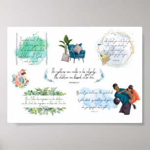 Happy Vaderdag Cadeau voor het bijbelcitaat voor v Poster