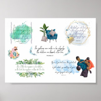 Happy Vaderdag Cadeau voor het bijbelcitaat voor v Poster