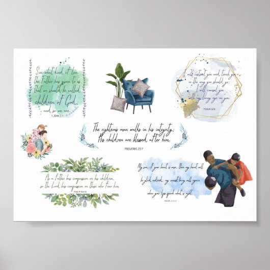 Happy Vaderdag Cadeau voor het bijbelcitaat voor v Poster (Voorkant)